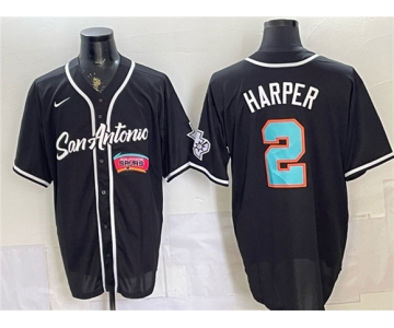 Men's San Antonio Spurs #2 Dylan Harper Black Stitched Baseball Jerseys
