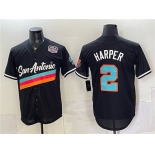 Men's San Antonio Spurs #2 Dylan Harper Black USA 250' Patch City Edition Stitched Baseball Jersey Men's San Antonio Spurs #2 Dylan Harper Black USA 250' Patch City Edition Stitched Baseball Jersey