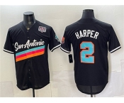 Men's San Antonio Spurs #2 Dylan Harper Black USA 250' Patch City Edition Stitched Baseball Jersey Men's San Antonio Spurs #2 Dylan Harper Black USA 250' Patch City Edition Stitched Baseball Jersey