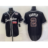 Men's San Antonio Spurs #2 Dylan Harper Black USA 250' Patch Stitched Baseball Jersey Men's San Antonio Spurs #2 Dylan Harper Black USA 250' Patch Stitched Baseball Jersey