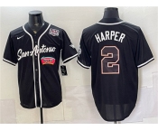 Men's San Antonio Spurs #2 Dylan Harper Black USA 250' Patch Stitched Baseball Jersey Men's San Antonio Spurs #2 Dylan Harper Black USA 250' Patch Stitched Baseball Jersey