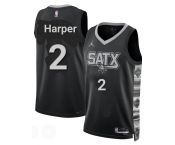 Men's San Antonio Spurs #2 Dylan Harper Gray Black Statement Edition Stitched Basketball Jersey