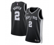 Men's San Antonio Spurs #2 Dylan Harper Nike Black 2025 NBA Draft First Round Pick Swingman Jersey