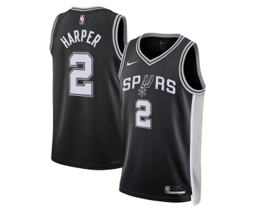 Men's San Antonio Spurs #2 Dylan Harper Nike Black 2025 NBA Draft First Round Pick Swingman Jersey