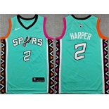 Men's San Antonio Spurs #2 Dylan Harper Teal City Edition Stitched Basketball Jersey