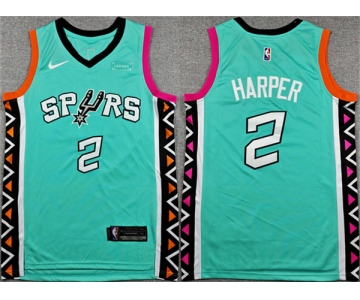 Men's San Antonio Spurs #2 Dylan Harper Teal City Edition Stitched Basketball Jersey