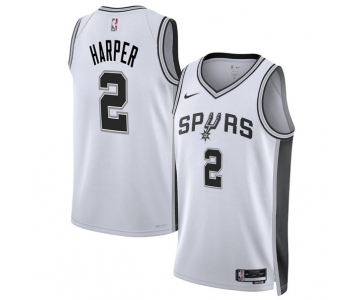 Men's San Antonio Spurs #2 Dylan Harper White 2025 Draft Association Edition Stitched Basketball Jersey