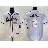 Men's San Antonio Spurs #2 Dylan Harper White USA 250' Patch Stitched Baseball Jersey