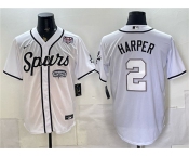 Men's San Antonio Spurs #2 Dylan Harper White USA 250' Patch Stitched Baseball Jersey Men's San Antonio Spurs #2 Dylan Harper White USA 250' Patch Stitched Baseball Jersey