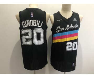 Men's San Antonio Spurs #20 Manu Ginobili Authentic Black  Basketball Jersey - 2020-2021 City Edition