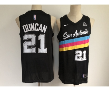 Men's San Antonio Spurs #21 Tim Duncan Authentic Black  Basketball Jersey - 2020-2021 City Edition