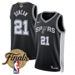 Men's San Antonio Spurs #21 Tim Duncan Black 2026 Finals Patch Icon Edition Stitched Basketball Jersey