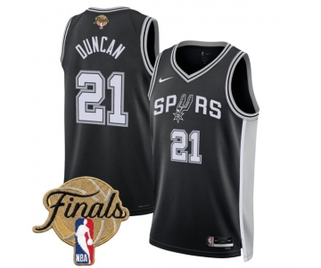 Men's San Antonio Spurs #21 Tim Duncan Black 2026 Finals Patch Icon Edition Stitched Basketball Jersey