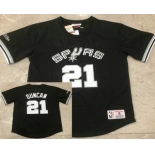 Men's San Antonio Spurs #21 Tim Duncan Black Short-Sleeved Swingman Stitched Throwback Jersey Men's San Antonio Spurs #21 Tim Duncan Black Short-Sleeved Swingman Stitched Throwback Jersey