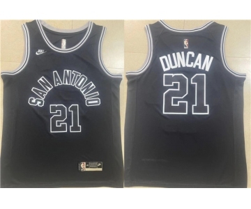 Men's San Antonio Spurs #21 Tim Duncan Black Stitched Basketball Jersey