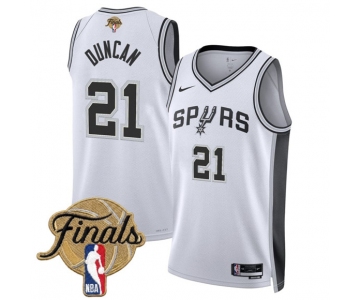 Men's San Antonio Spurs #21 Tim Duncan White 2026 Finals Patch Association Edition Stitched Basketball Jersey
