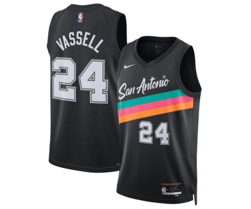 Men's San Antonio Spurs #24 Devin Vassell Black 2025-26 City Edition Swingman Stitched Basketball Jersey