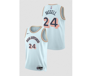 Men's San Antonio Spurs #24 Devin Vassell Light Blue 2024-25 City Edition Stitched Basketball Jersey