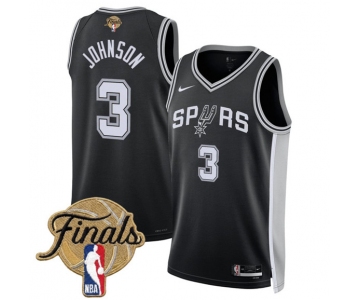 Men's San Antonio Spurs #3 Keldon Johnson Black 2026 Finals Patch Icon Edition Stitched Basketball Jersey