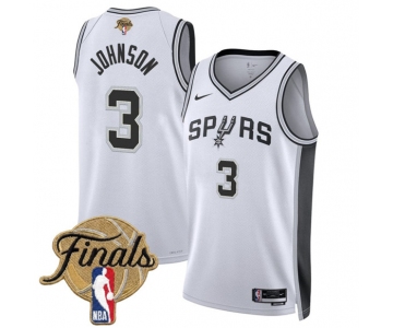 Men's San Antonio Spurs #3 Keldon Johnson White 2026 Finals Patch Association Edition Stitched Basketball Jersey
