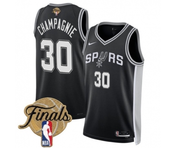 Men's San Antonio Spurs #30 Julian Champagnie Black 2026 Finals Patch Icon Edition Stitched Basketball Jersey