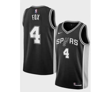 Men's San Antonio Spurs #4 De'Aaron Fox Black 2024-25 Icon Edition Stitched Basketball Jersey