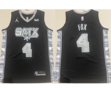 Men's San Antonio Spurs #4 De'Aaron Fox Black 2024-25 Statement Edition Stitched Basketball Jersey