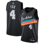 Men's San Antonio Spurs #4 De'Aaron Fox Black 2025-26 City Edition Swingman Stitched Basketball Jersey Men's San Antonio Spurs #4 De'Aaron Fox Black 2025-26 City Edition Swingman Stitched Basketball Jersey