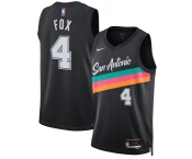 Men's San Antonio Spurs #4 De'Aaron Fox Black 2025-26 City Edition Swingman Stitched Basketball Jersey Men's San Antonio Spurs #4 De'Aaron Fox Black 2025-26 City Edition Swingman Stitched Basketball Jersey