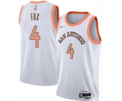 Men's San Antonio Spurs #4 DeAaron Fox White 2023-24 City Edition Stitched Basketball Jersey