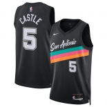 Men's San Antonio Spurs #5 Stephon Castle Black 2025-26 City Edition Swingman Stitched Basketball Jersey Men's San Antonio Spurs #5 Stephon Castle Black 2025-26 City Edition Swingman Stitched Basketball Jersey