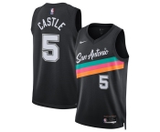 Men's San Antonio Spurs #5 Stephon Castle Black 2025-26 City Edition Swingman Stitched Basketball Jersey Men's San Antonio Spurs #5 Stephon Castle Black 2025-26 City Edition Swingman Stitched Basketball Jersey