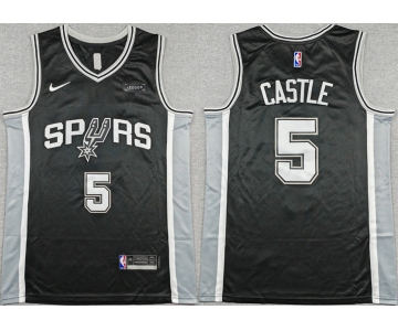 Men's San Antonio Spurs #5 Stephon Castle Black 2025-26 Icon Edition Stitched Basketball Jersey