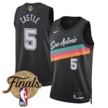 Men's San Antonio Spurs #5 Stephon Castle Black 2026 Finals Patch City Edition Stitched Basketball Jersey Men's San Antonio Spurs #5 Stephon Castle Black 2026 Finals Patch City Edition Stitched Basketball Jersey