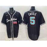 Men's San Antonio Spurs #5 Stephon Castle Black Stitched Baseball Jersey Men's San Antonio Spurs #5 Stephon Castle Black Stitched Baseball Jersey