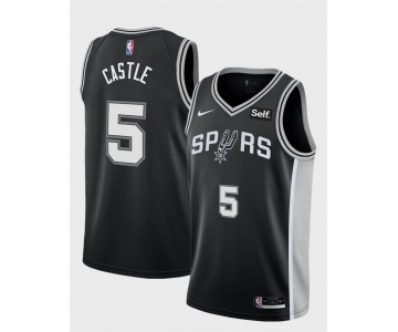 Men's San Antonio Spurs #5 Stephon Castle Black Stitched Basketball Jersey