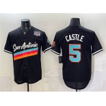 Men's San Antonio Spurs #5 Stephon Castle Black USA 250' Patch City Edition Stitched Baseball Jersey Men's San Antonio Spurs #5 Stephon Castle Black USA 250' Patch City Edition Stitched Baseball Jersey
