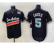 Men's San Antonio Spurs #5 Stephon Castle Black USA 250' Patch City Edition Stitched Baseball Jersey Men's San Antonio Spurs #5 Stephon Castle Black USA 250' Patch City Edition Stitched Baseball Jersey