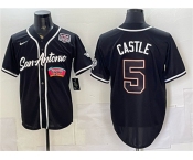 Men's San Antonio Spurs #5 Stephon Castle Black USA 250' Patch Stitched Baseball Jersey Men's San Antonio Spurs #5 Stephon Castle Black USA 250' Patch Stitched Baseball Jersey