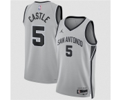 Men's San Antonio Spurs #5 Stephon Castle Silver 2025 Statement Edition Stitched Basketball Jersey Men's San Antonio Spurs #5 Stephon Castle Silver 2025 Statement Edition Stitched Basketball Jersey