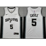 Men's San Antonio Spurs #5 Stephon Castle White 2025-26 Association Edition Stitched Basketball Jersey