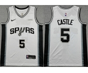 Men's San Antonio Spurs #5 Stephon Castle White 2025-26 Association Edition Stitched Basketball Jersey Men's San Antonio Spurs #5 Stephon Castle White 2025-26 Association Edition Stitched Basketball Jersey