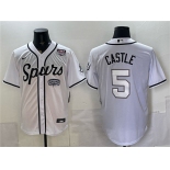 Men's San Antonio Spurs #5 Stephon Castle White USA 250' Patch Stitched Baseball Jersey Men's San Antonio Spurs #5 Stephon Castle White USA 250' Patch Stitched Baseball Jersey