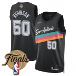Men's San Antonio Spurs #50 David Robinson Black 2026 Finals Patch City Edition Stitched Basketball Jersey