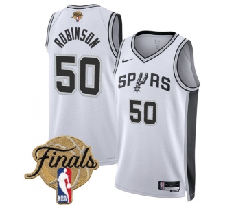 Men's San Antonio Spurs #50 David Robinson White 2026 Finals Patch Association Edition Stitched Basketball Jersey