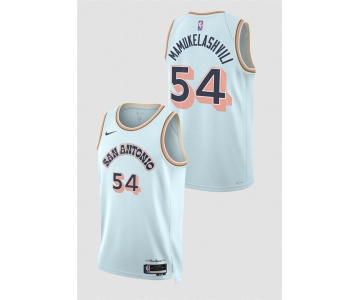 Men's San Antonio Spurs #54 Sandro Mamukelashvili Light Blue 2024-25 City Edition Stitched Basketball Jersey