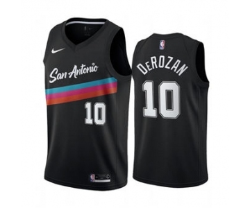 Men's San Antonio Spurs Black #10 DeMar DeRozan Black City Edition Fiesta 2020-21 Stitched Basketball Jersey