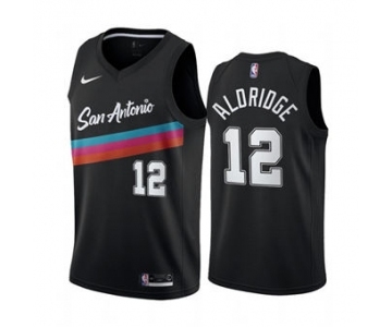 Men's San Antonio Spurs Black #12 LaMarcus Aldridge Black City Edition Fiesta 2020-21 Stitched Basketball Jersey