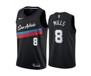 Men's San Antonio Spurs Black #8 Patty Mills Black City Edition Fiesta 2020-21 Stitched Basketball Jersey