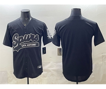 Men's San Antonio Spurs Blank Black Stitched Baseball Jersey
